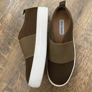 Steve Madden Olive Green Slip On Sneakers